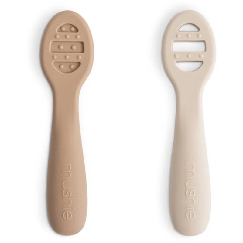 Mushie First Feeding Baby Spoons лъжичка Natural/ Shifting Sand 6m+ 2 бр.