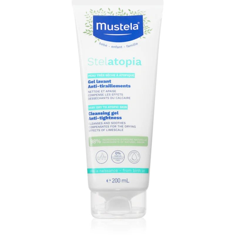Mustela Bébé успокояващ почистващ гел за атопична кожа 200 мл.
