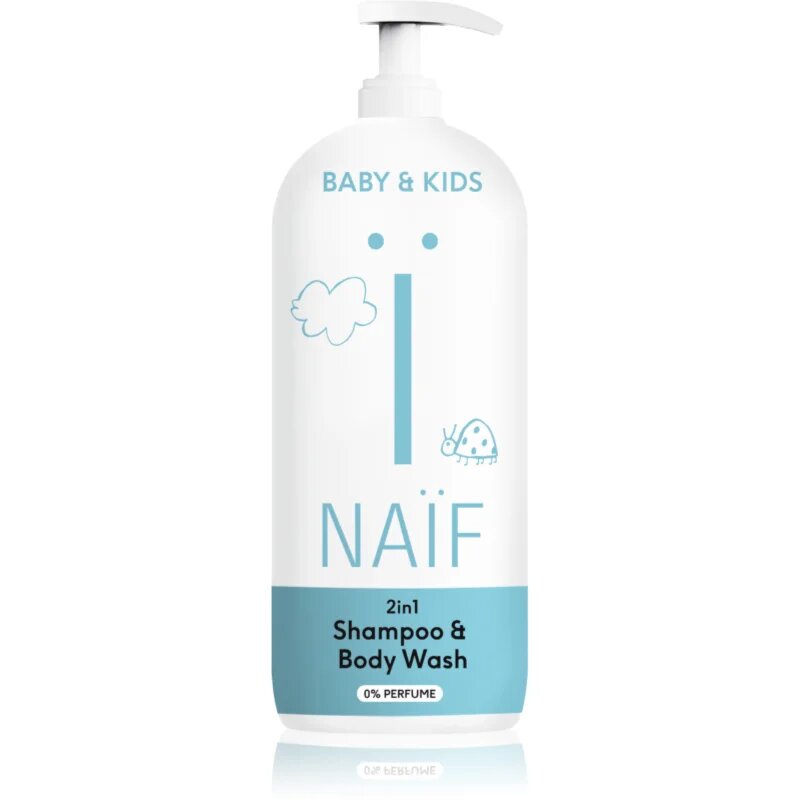 Naif Baby & Kids 2-in-1 детски миещ гел и шампоан без парфюм 500 мл.