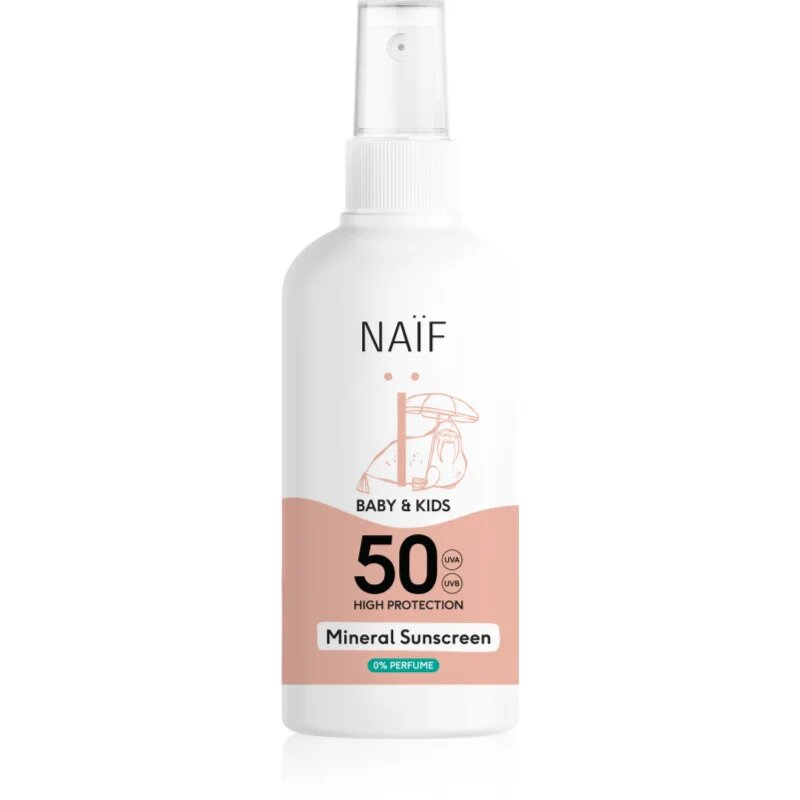 Naif Baby & Kids Mineral Sunscreen SPF 50 0 % Perfume слънцезащитен спрей 100 мл.