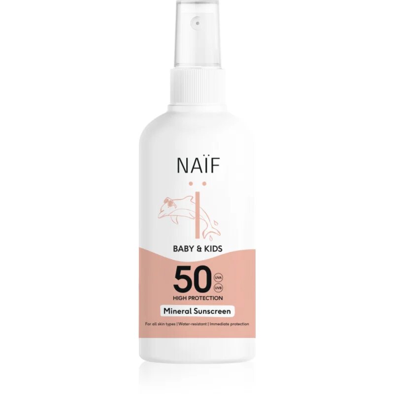 Naif Baby & Kids Mineral Sunscreen SPF 50 слънцезащитен спрей за деца 100 мл.