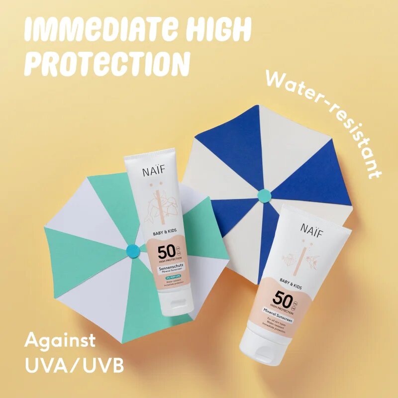 Naif Baby & Kids Mineral Sunscreen SPF 50 слънцезащитни продукти за бебета и деца SPF 50 100 мл.