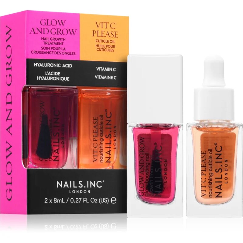 Nails Inc. Glow and Grow & Vit C Please комплект лак за нокти с подхранващ ефект