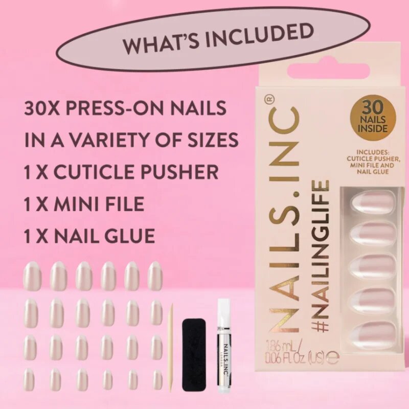 Nails Inc. #NailingLife Press-On Nails Изкуствени нокти цвят All Out Olivia Glaze 33 бр.