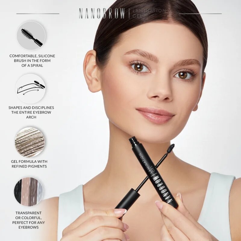 Nanobrow Lamination Gel гел за вежди цвят Brown 7 мл.