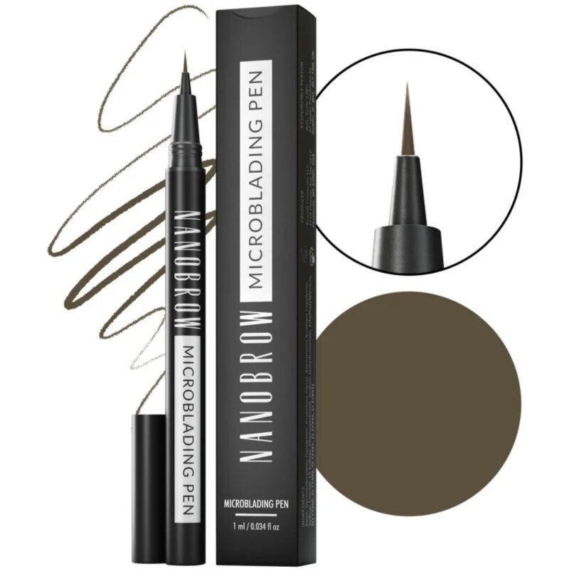 Nanobrow Microblading Pen прецизна водоустойчива очна линия за вежди цвят Dark Brown 1 мл.