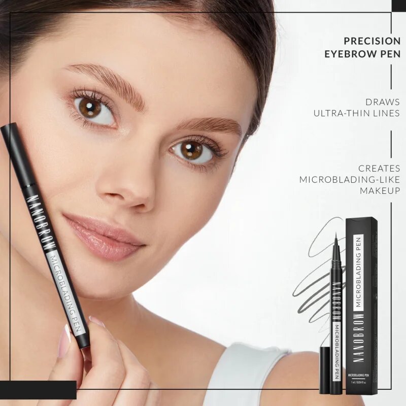 Nanobrow Microblading Pen прецизна водоустойчива очна линия за вежди цвят Dark Brown 1 мл.
