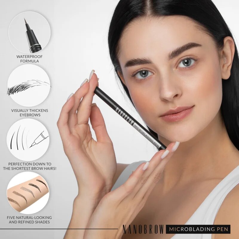 Nanobrow Microblading Pen прецизна водоустойчива очна линия за вежди цвят Dark Brown 1 мл.