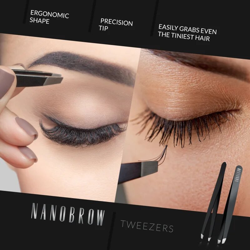 Nanobrow Tweezers пинсета със скосен връх 1 бр.