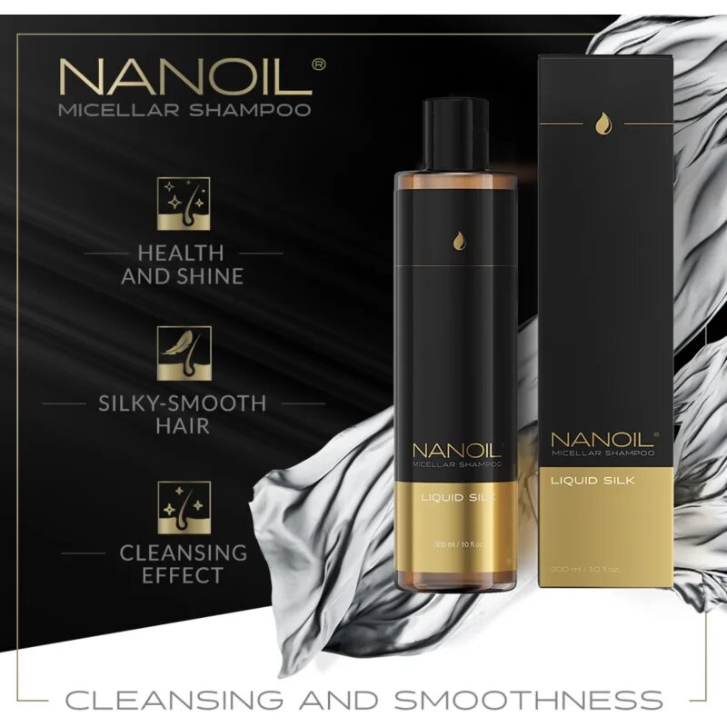 Nanoil Liquid Silk Мицеларен шампоан за блясък и мекота на косата 300 мл.