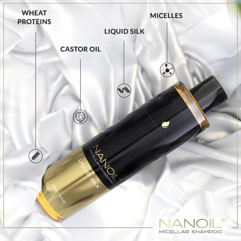 Nanoil Liquid Silk Мицеларен шампоан за блясък и мекота на косата 300 мл.