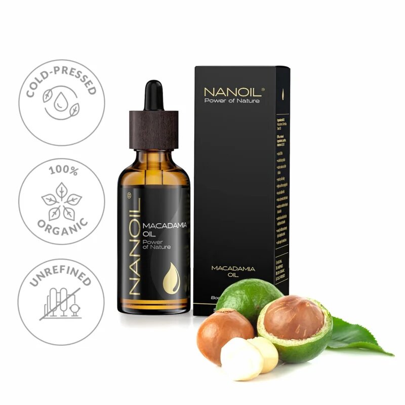 Nanoil Macadamia Oil олио от макадамия за лице тяло и коса 50 мл.