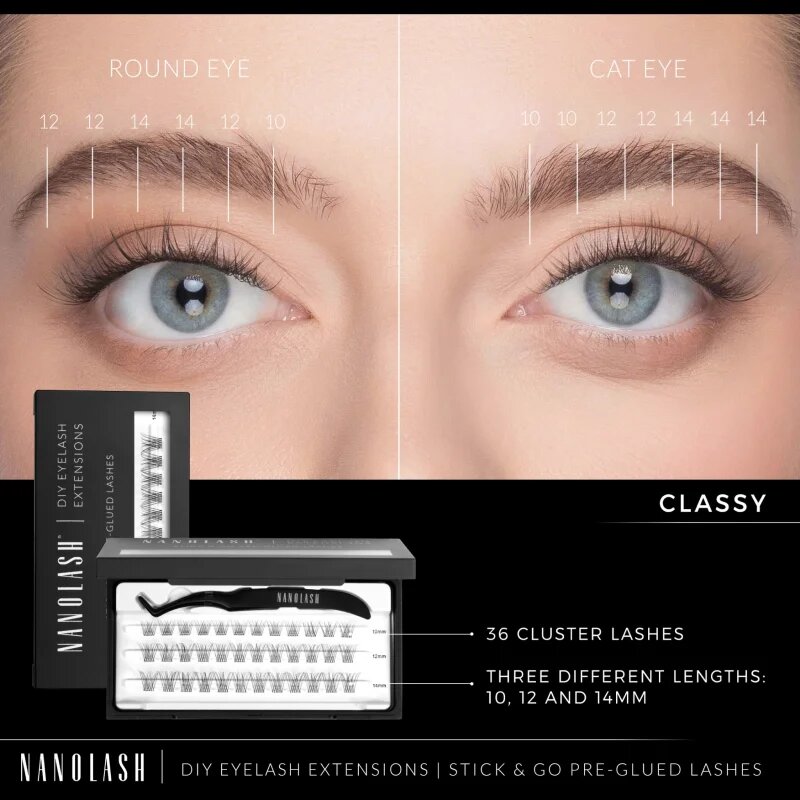 Nanolash DIY Eyelash Extensions комплект за домашно удължаване на миглите Classy 36 бр.