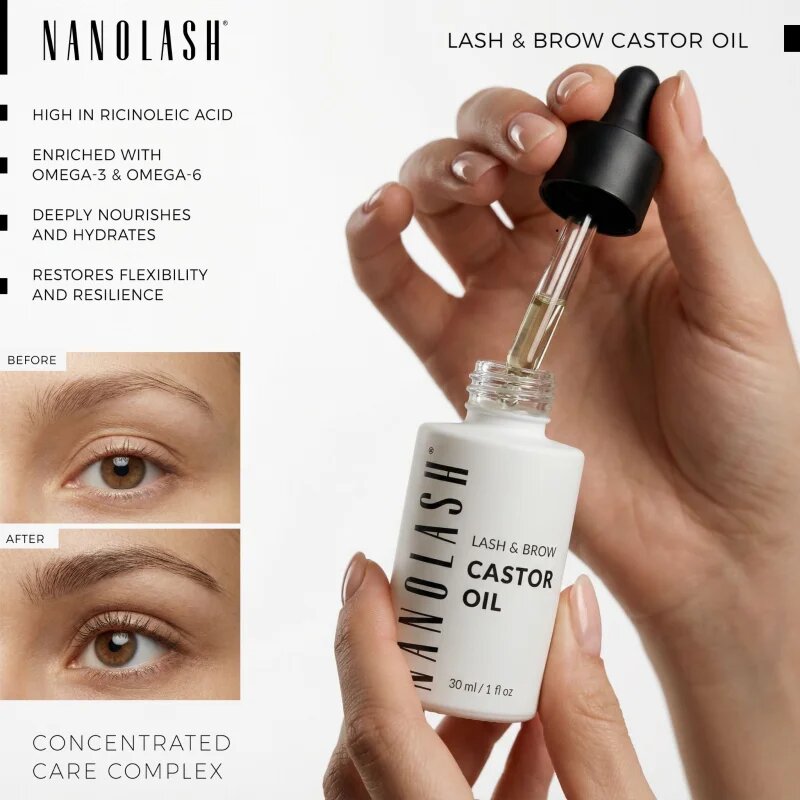 Nanolash Lash & Brow Castor Oil студено пресовано рициново масло за мигли и вежди 30 мл.