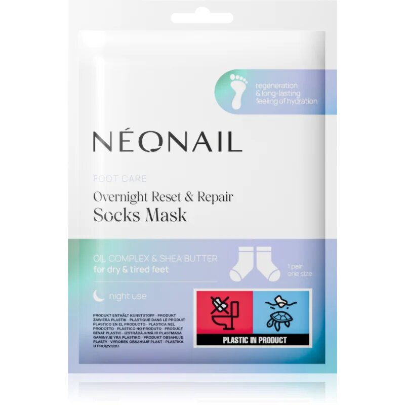 NeoNail Foot Care Overnight Reset & Repair Socks Mask регенерираща маска за ходила под формата на чорапи за нощ 1 чифт