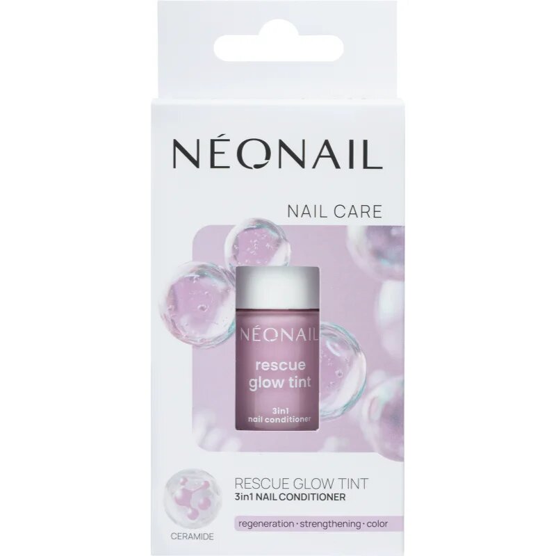 NeoNail Rescue Glow Tint 3in1 Nail Conditioner подхранващ лак за нокти цвят Glitter Violet 7.2 мл.