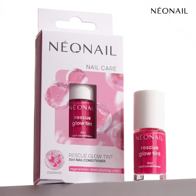 NeoNail Rescue Glow Tint 3in1 Nail Conditioner подхранващ лак за нокти цвят Magenta Pink 7.2 мл.