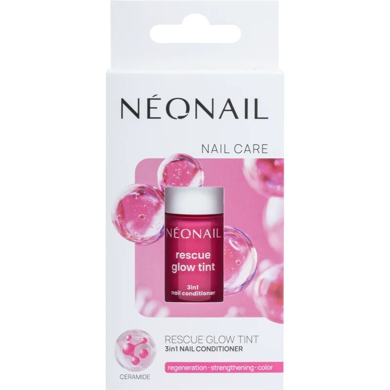 NeoNail Rescue Glow Tint 3in1 Nail Conditioner подхранващ лак за нокти цвят Magenta Pink 7.2 мл.
