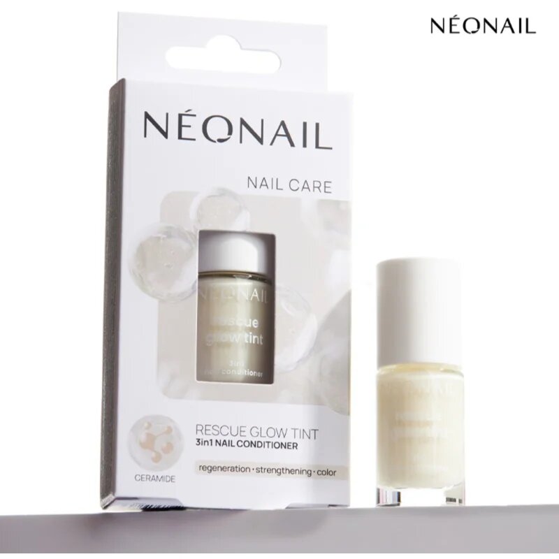 NeoNail Rescue Glow Tint 3in1 Nail Conditioner подхранващ лак за нокти цвят Milky White 7.2 мл.