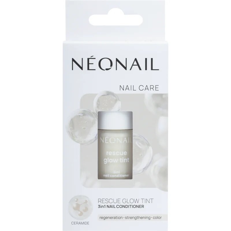 NeoNail Rescue Glow Tint 3in1 Nail Conditioner подхранващ лак за нокти цвят Milky White 7.2 мл.