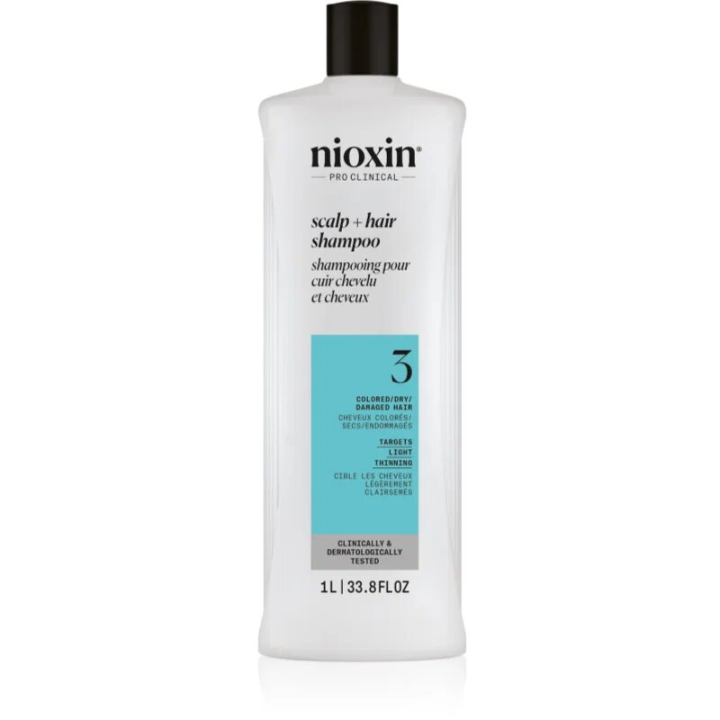 Nioxin System 3 Scalp + Hair Shampoo почистващ шампоан за боядисана и оредяваща коса 1000 мл.