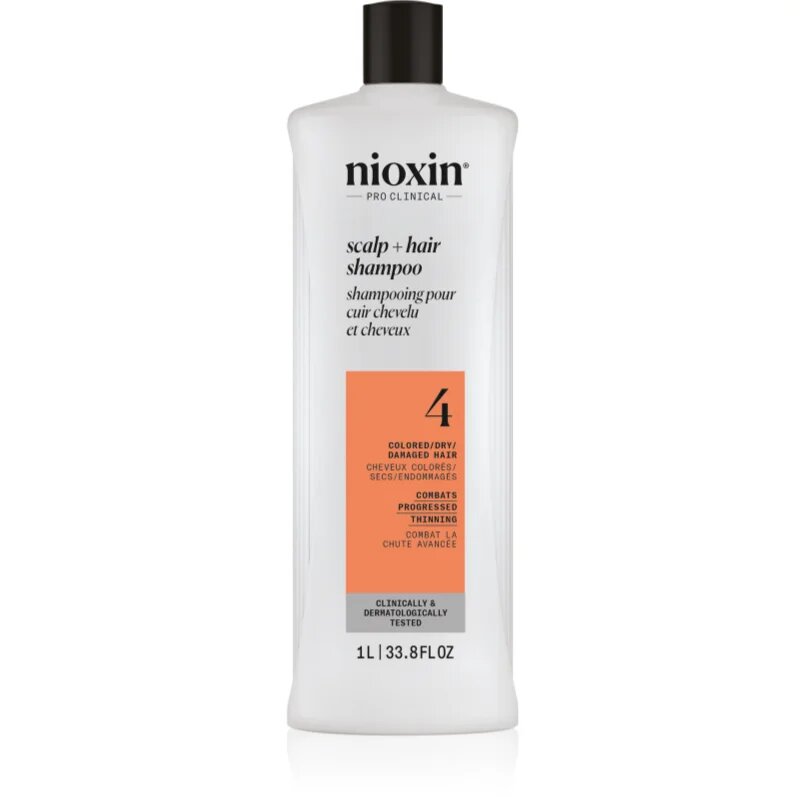 Nioxin System 4 Scalp + Hair Shampoo нежен шампоан за боядисана и увредена коса 1000 мл.