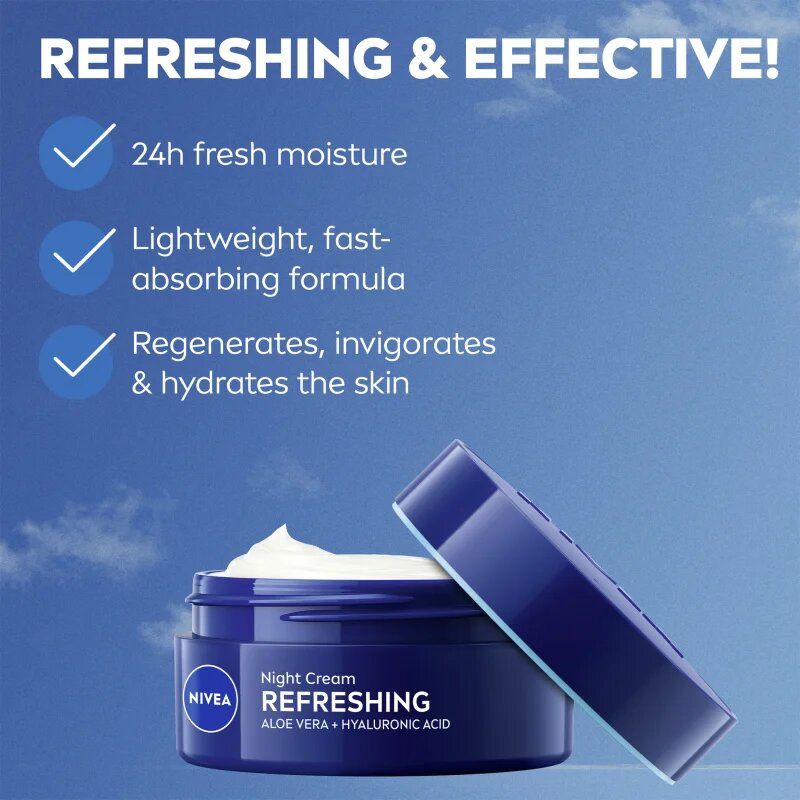 Nivea 24 h Moisture регенериращ нощен крем 50 мл.