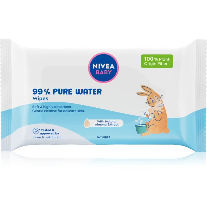 Nivea BABY Pure Water освежаващи мокри кърпички 57 бр.