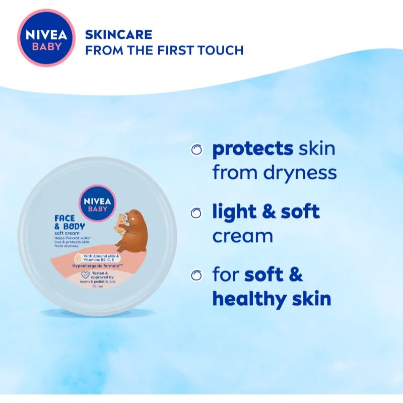 Nivea BABY Soft хидратиращ крем за лице и тяло 200 мл.