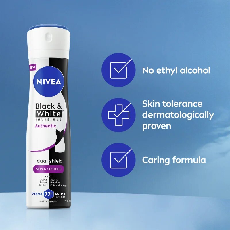 Nivea Black & White Authentic антиперспирант-спрей 72 ч. 200 мл.