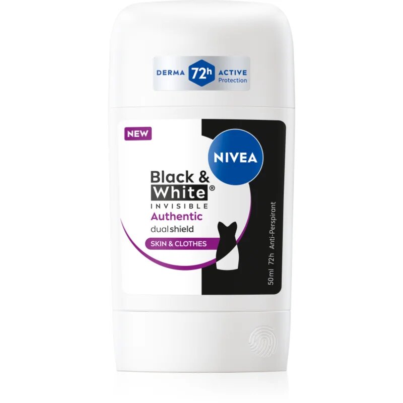 Nivea Black & White Authentic твърд антиперспирант 72 ч. 50 мл.