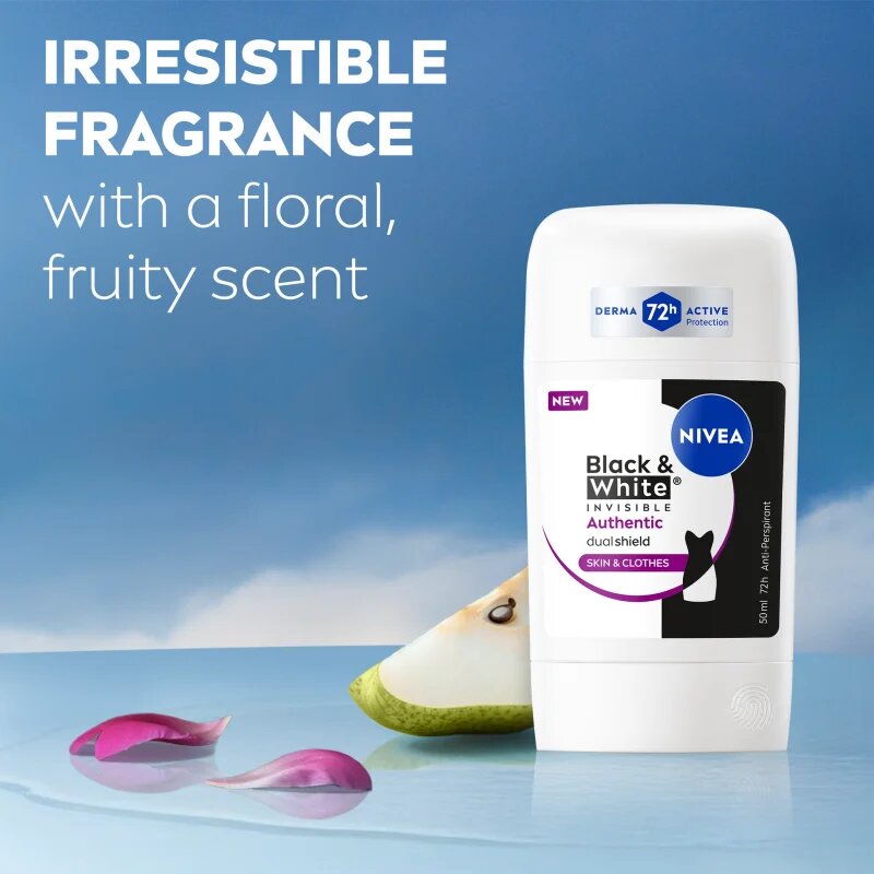 Nivea Black & White Authentic твърд антиперспирант 72 ч. 50 мл.