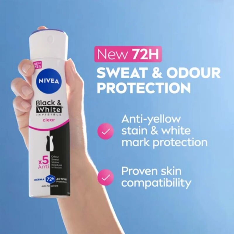 Nivea Black & White Invisible Clear антиперспирант-спрей изгодна опаковка