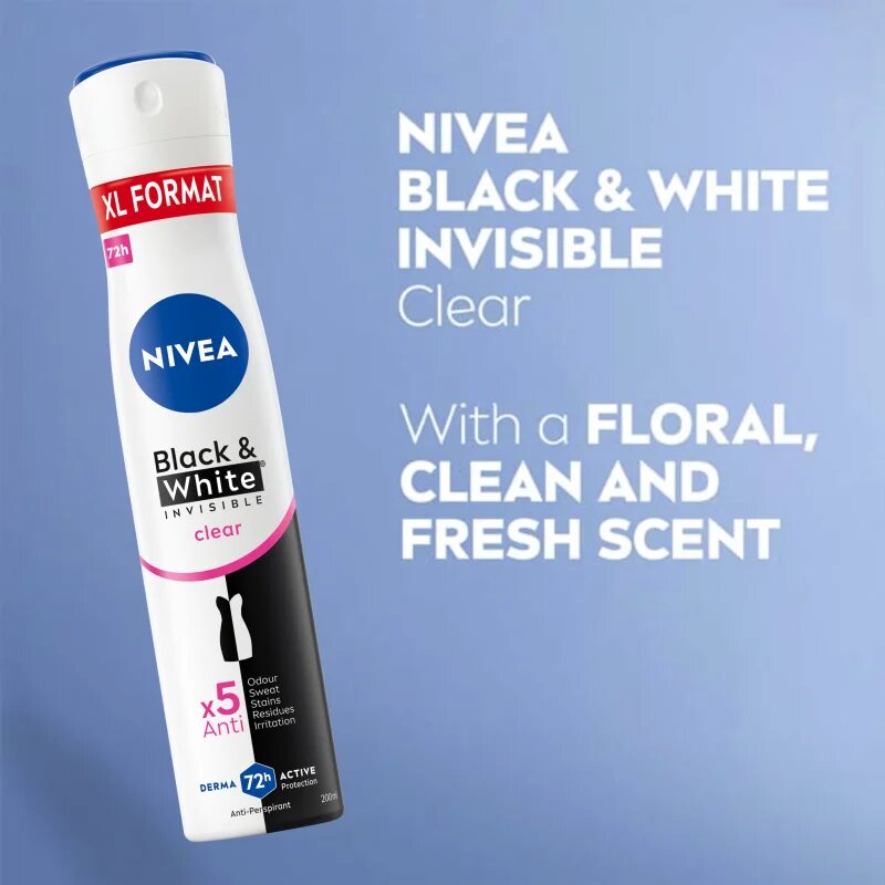 Nivea Black & White Invisible Clear антиперспирант-спрей изгодна опаковка