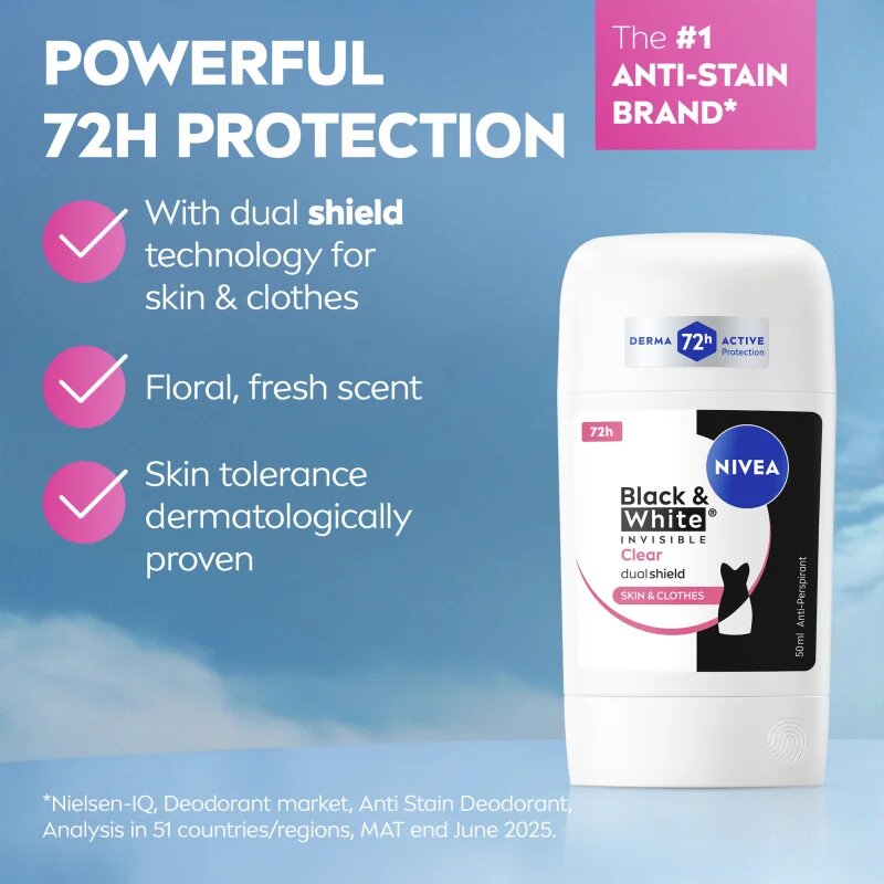 Nivea Black & White Invisible Clear твърд антиперспирант изгодна опаковка