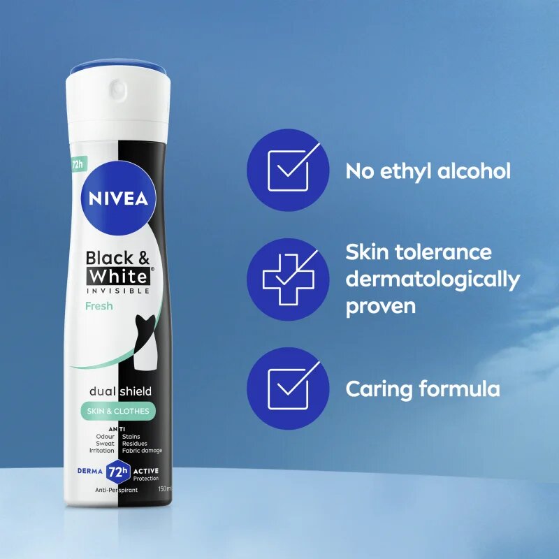 Nivea Black & White Invisible Fresh антиперспирант-спрей за жени 200 мл.