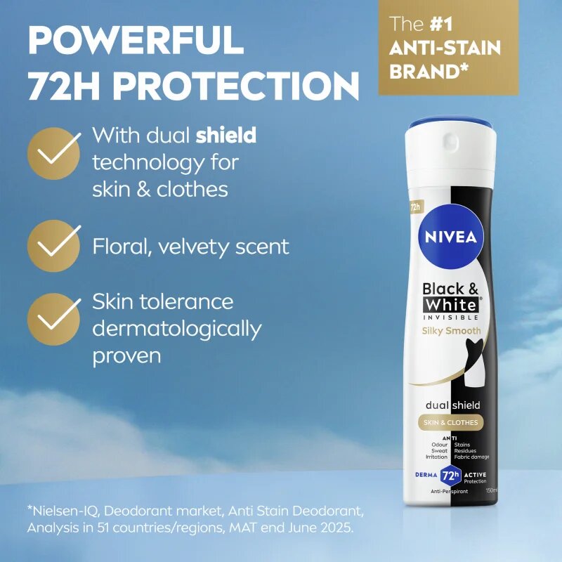 Nivea Black & White Invisible Silky Smooth антиперспирант-спрей за жени 200 мл.