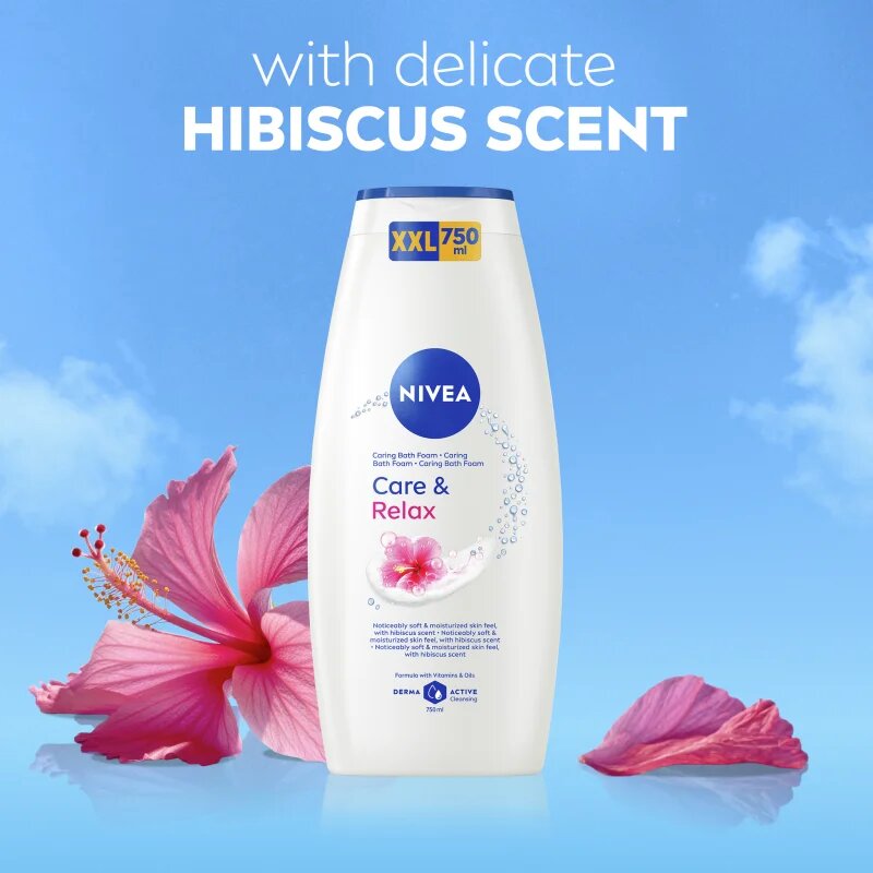 Nivea Care & Relax пяна за вана и душ гел 2 в 1 750 мл.
