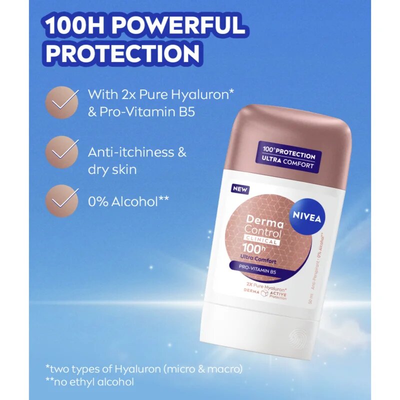 Nivea Derma Control Clinical Ultra Comfort твърд антиперспирант 50 мл.