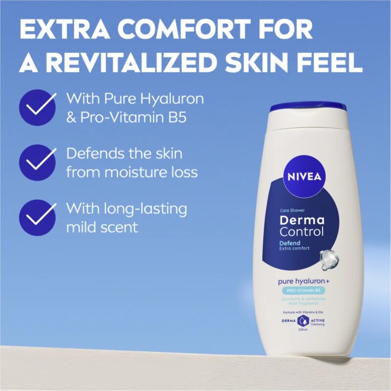 Nivea Derma Control Defend душ гел - грижа с хиалуронова киселина 500 мл.