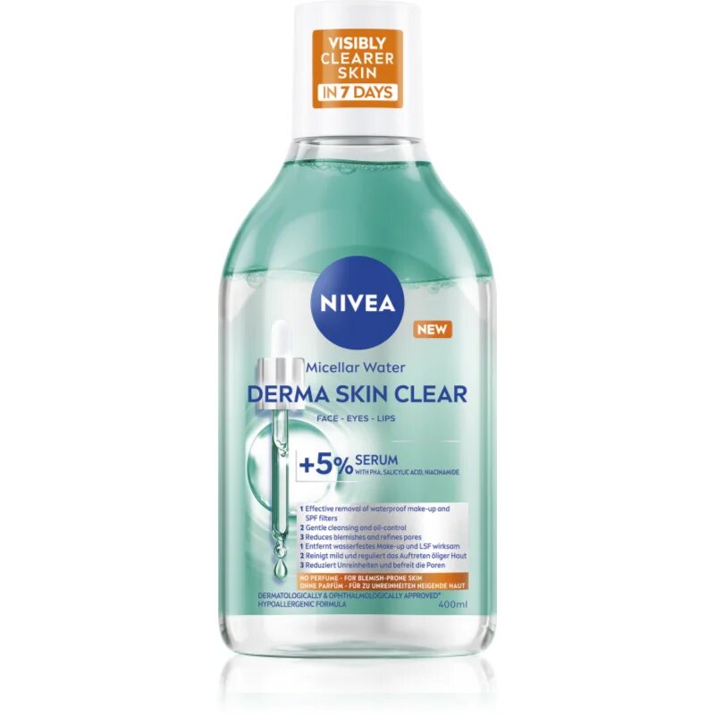 Nivea Derma Skin Clear почистваща мицеларна вода против несъвършенства на кожата 400 мл.