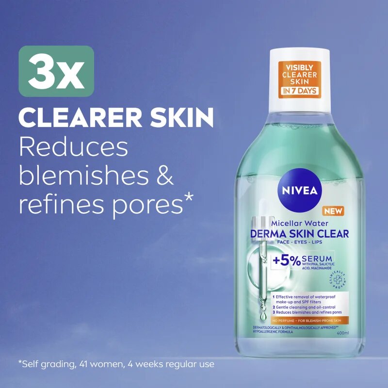 Nivea Derma Skin Clear почистваща мицеларна вода против несъвършенства на кожата 400 мл.