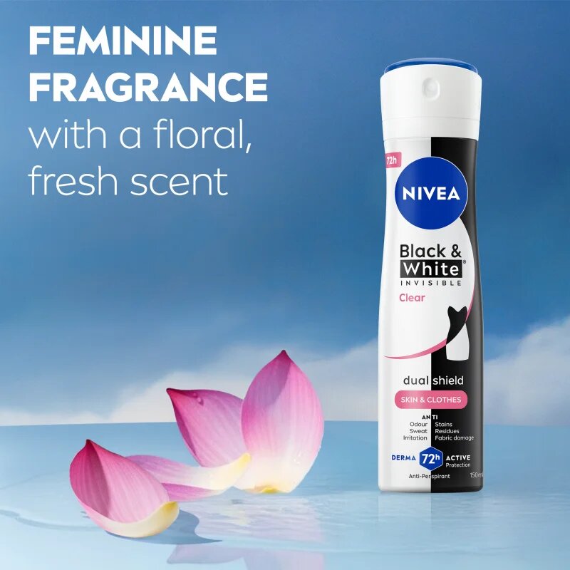 Nivea Invisible Black & White Clear антиперспирант в спрей за жени 150 мл.