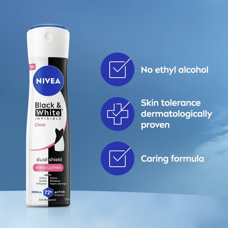 Nivea Invisible Black & White Clear антиперспирант в спрей за жени 150 мл.