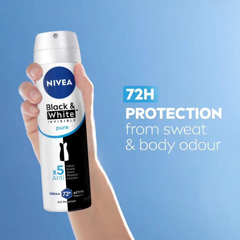 Nivea Invisible Black & White Pure антиперспирант дезодорант срещу бели и жълти петна 150 мл.