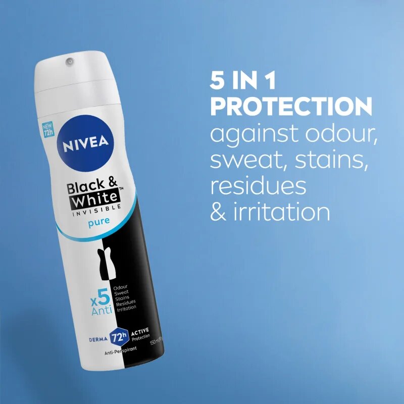 Nivea Invisible Black & White Pure антиперспирант дезодорант срещу бели и жълти петна 150 мл.