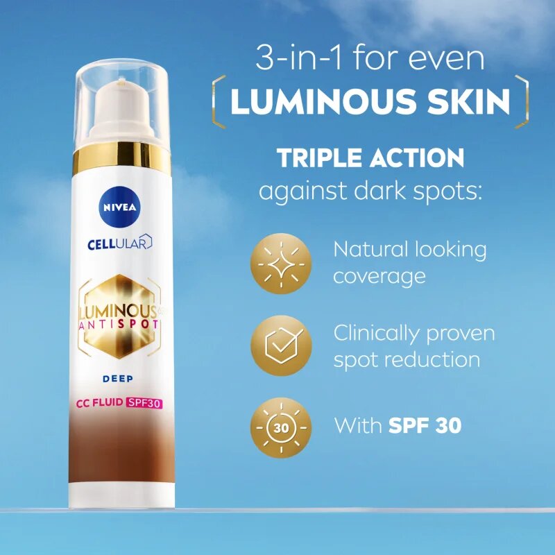 Nivea Luminous 630 Anti Spot озаряващ СС крем SPF 30 цвят Deep 40 мл.