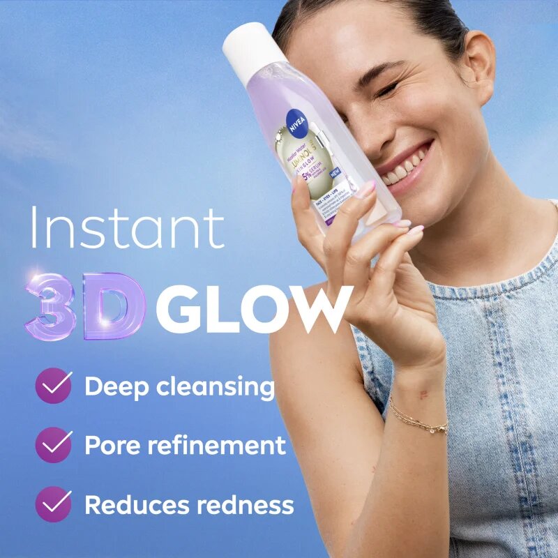 Nivea Luminous Skin Glow почистваща мицеларна вода за озаряване на лицето 400 мл.