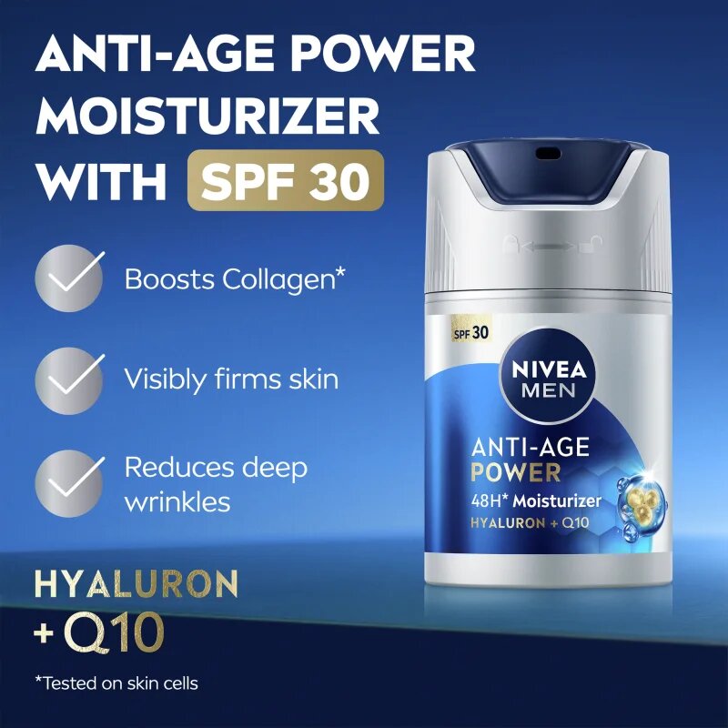 Nivea MEN Anti-Age Power интензивен хидратиращ крем против бръчки SPF 30 50 мл.