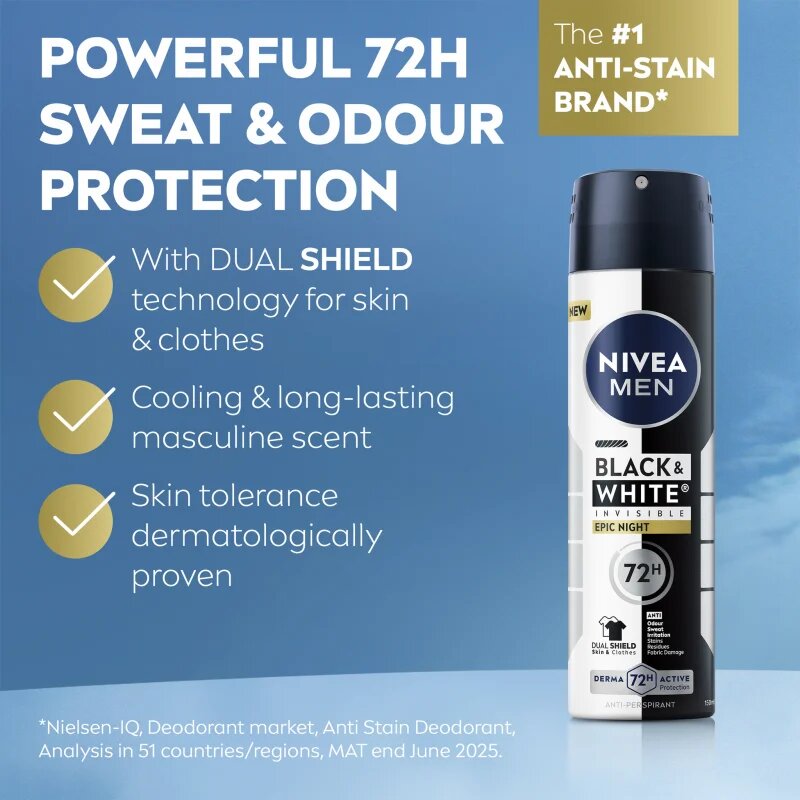 Nivea MEN Black & White Epic Night антиперспирант-спрей за мъже 150 мл.